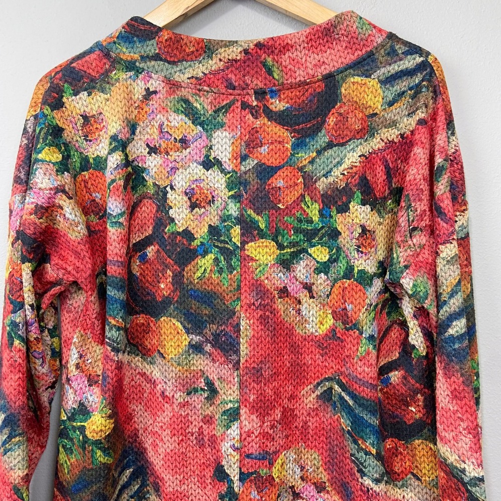 Soft Surroundings Floral Print Knit Tunic Top Pockets Sz L Pointelle Artsy‎ Boho - Picture 10 of 11